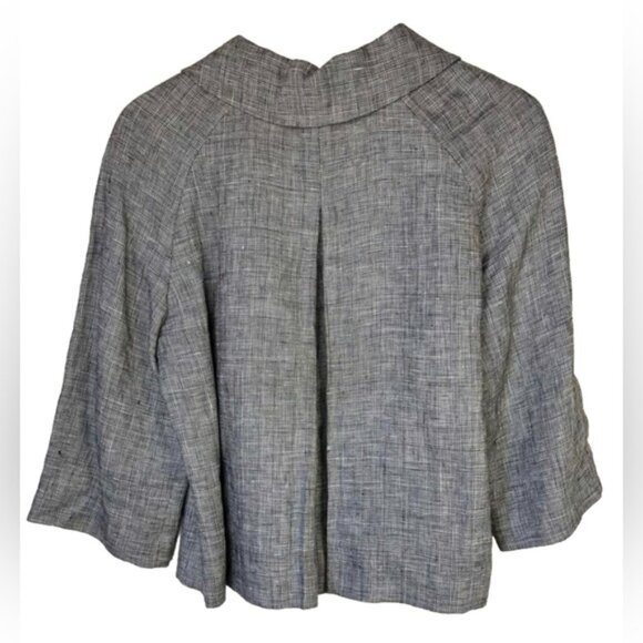 EMANUEL UNGARO 100% LINEN Collared Hidden Button Up closure Jacket Size 8 - Picture 4 of 13